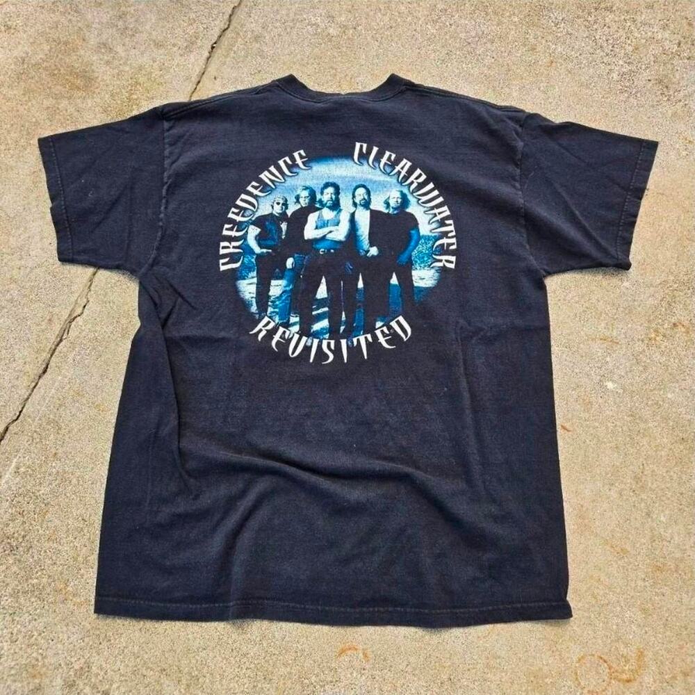 Vtg CREEDENCE CLEARWATER REVIVAL Photo Graphic Band Tour T Shirt Black XL